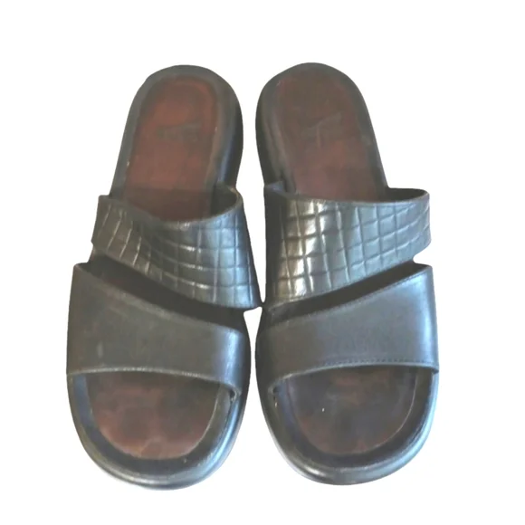 DANSKO Double Strap QuiltedLeather Slip On Comfort Slide Wedge Sandal Black 8